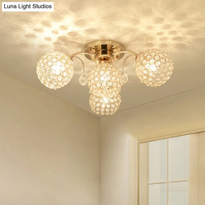 DecorBites™ DecorBites™ Minimalist Gold Semi-Flush Mount Light with Crystal-Embedded Shade - 6/9 Heads Ceiling Fixture