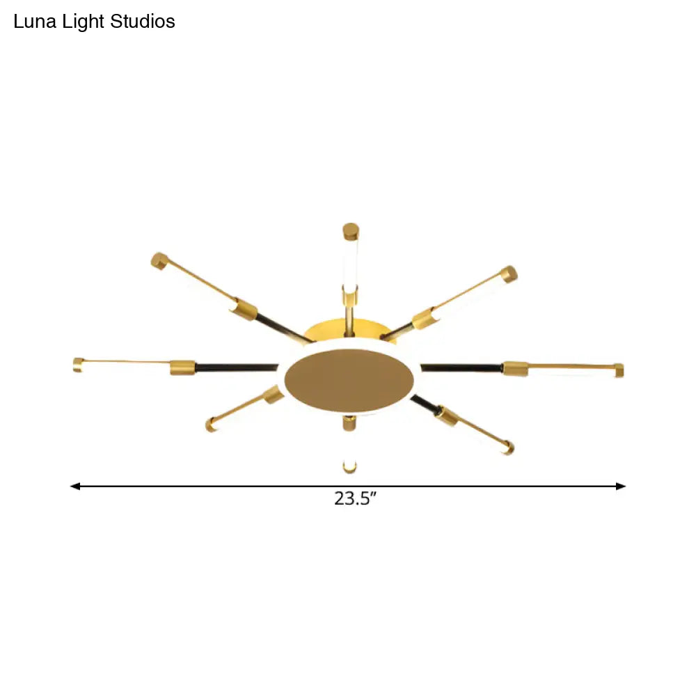 DecorBites™ DecorBites™ Minimalist Gold Sputnik Semi Mount LED Ceiling Lamp, Warm/White Light, 23.5"/39" Width