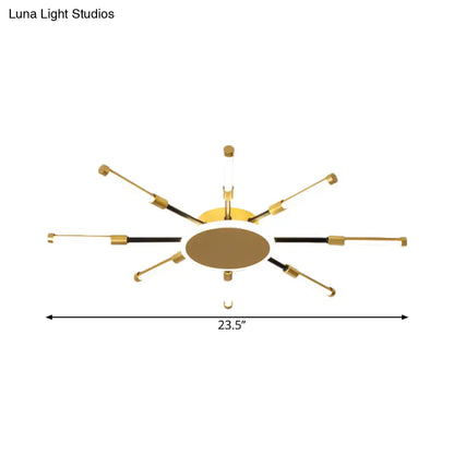 DecorBites™ DecorBites™ Minimalist Gold Sputnik Semi Mount LED Ceiling Lamp, Warm/White Light, 23.5"/39" Width