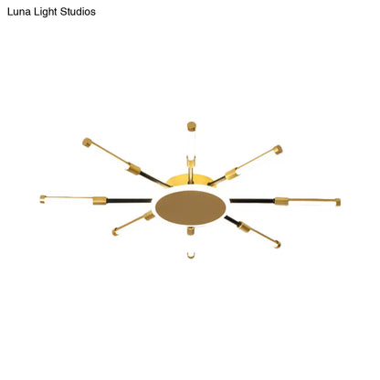 DecorBites™ DecorBites™ Minimalist Gold Sputnik Semi Mount LED Ceiling Lamp, Warm/White Light, 23.5"/39" Width