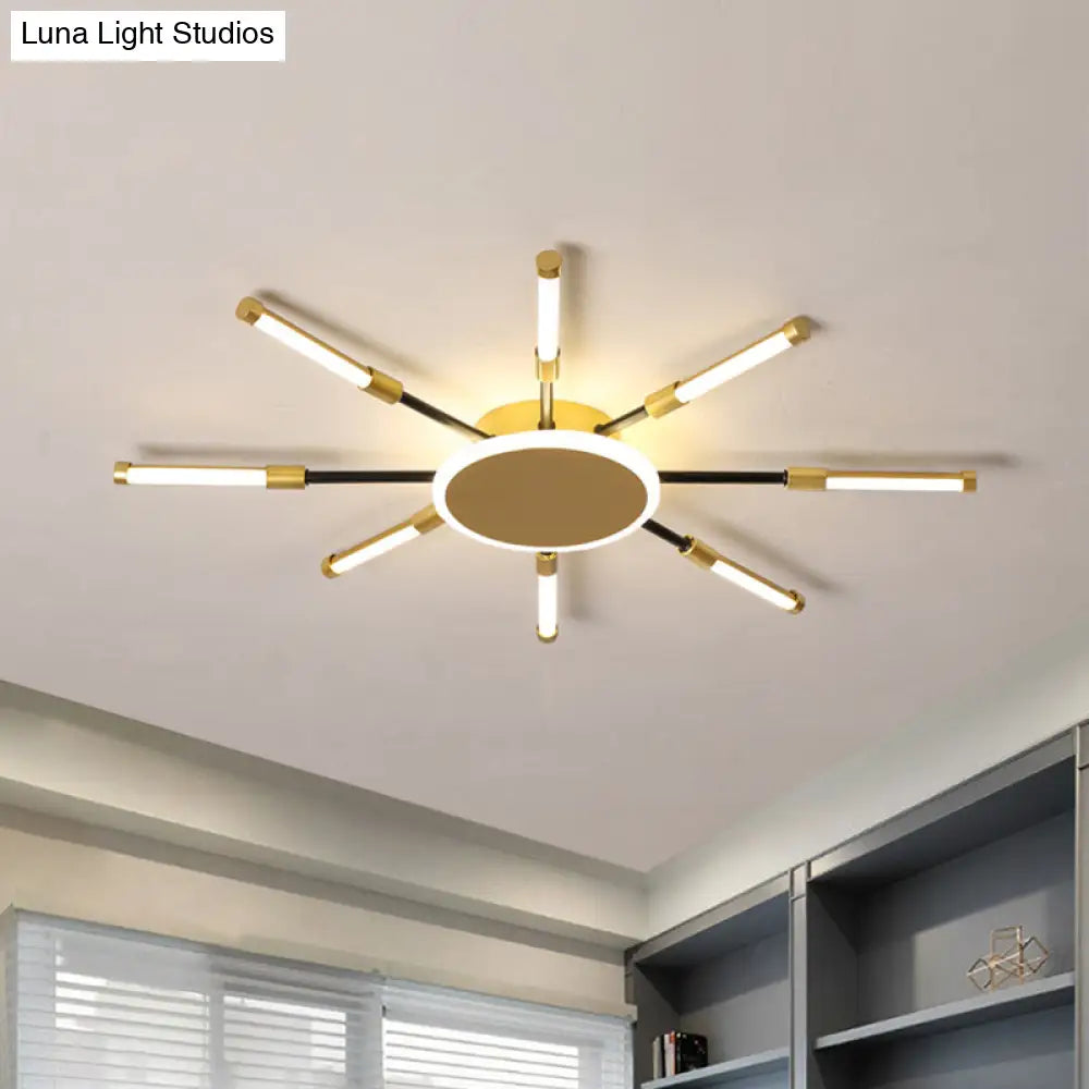 DecorBites™ DecorBites™ Minimalist Gold Sputnik Semi Mount LED Ceiling Lamp, Warm/White Light, 23.5"/39" Width