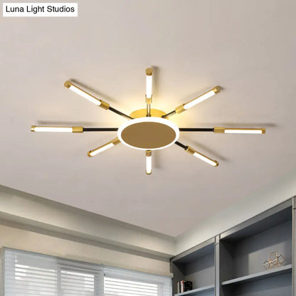 DecorBites™ DecorBites™ Minimalist Gold Sputnik Semi Mount LED Ceiling Lamp, Warm/White Light, 23.5"/39" Width