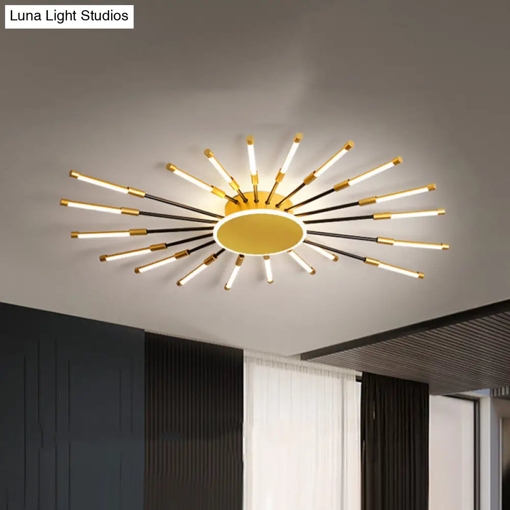 DecorBites™ DecorBites™ Minimalist Gold Sputnik Semi Mount LED Ceiling Lamp, Warm/White Light, 23.5"/39" Width