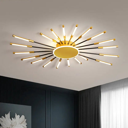 DecorBites™ DecorBites™ Minimalist Gold Sputnik Semi Mount LED Ceiling Lamp, Warm/White Light, 23.5"/39" Width
