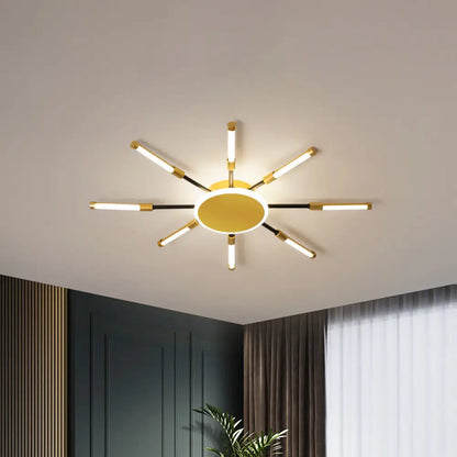 DecorBites™ DecorBites™ Minimalist Gold Sputnik Semi Mount LED Ceiling Lamp, Warm/White Light, 23.5"/39" Width