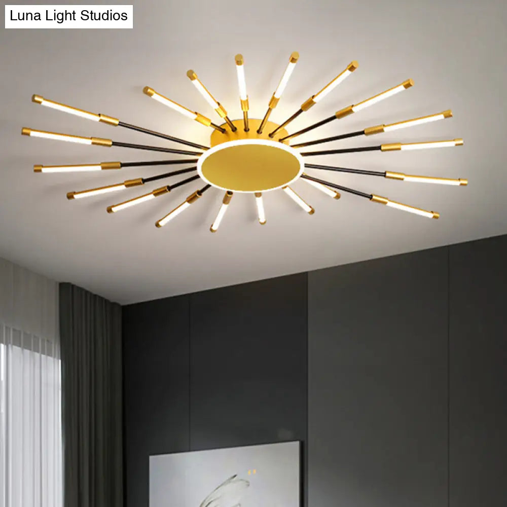 DecorBites™ DecorBites™ Minimalist Gold Sputnik Semi Mount LED Ceiling Lamp, Warm/White Light, 23.5"/39" Width