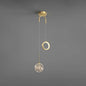 Minimalist Gold Starry LED Pendant Light for Bedroom with Glass Ball and Ring