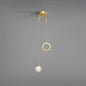 Minimalist Gold Starry LED Pendant Light for Bedroom with Glass Ball and Ring