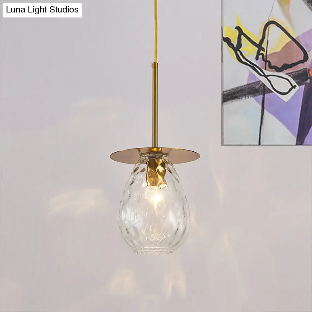 Minimalist Gold Teardrop Glass Suspension Lamp - Perfect for Restaurants