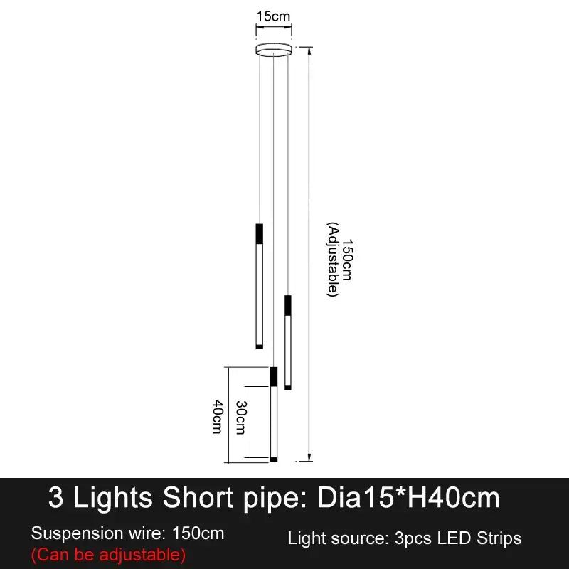 Minimalist gold and white elegant led chandelier with adjustable 3-light cylindrical design for living room lighting