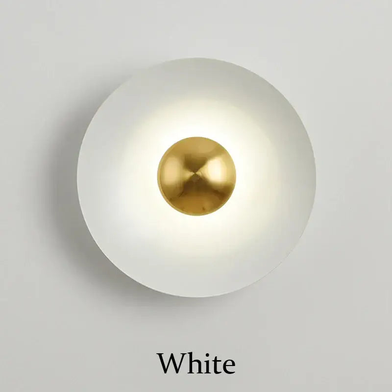 White matte-finished wall lamp with a central gold-toned spherical accent from decorbites golden macaroon led series