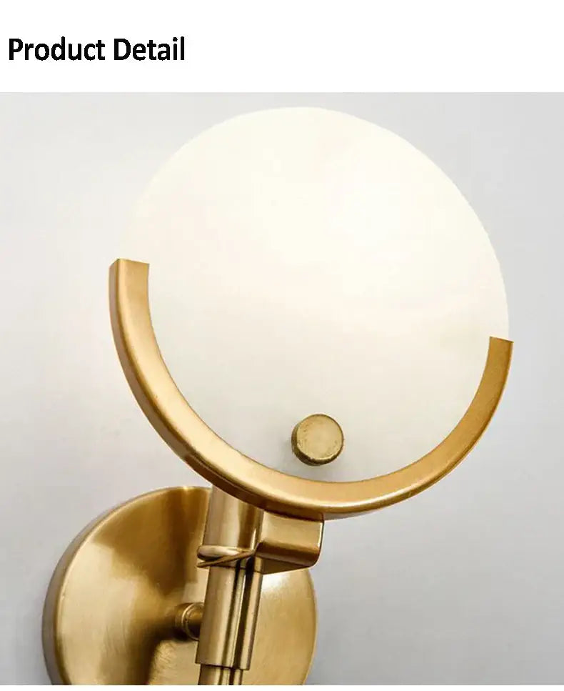 Minimalist golden marble wall lamp with gold-toned wall sconce and frosted glass shade for bedroom and living room decorbites golden marble