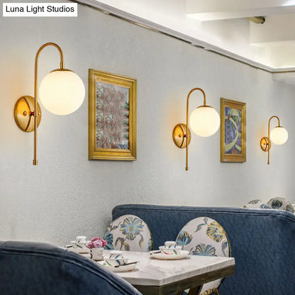 DecorBites™ DecorBites™ Minimalist Gooseneck Restaurant Wall Sconce with Glass Shade - 1-Light Metal Lighting Idea