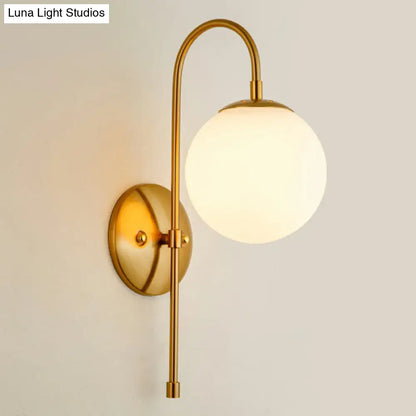 DecorBites™ DecorBites™ Minimalist Gooseneck Restaurant Wall Sconce with Glass Shade - 1-Light Metal Lighting Idea