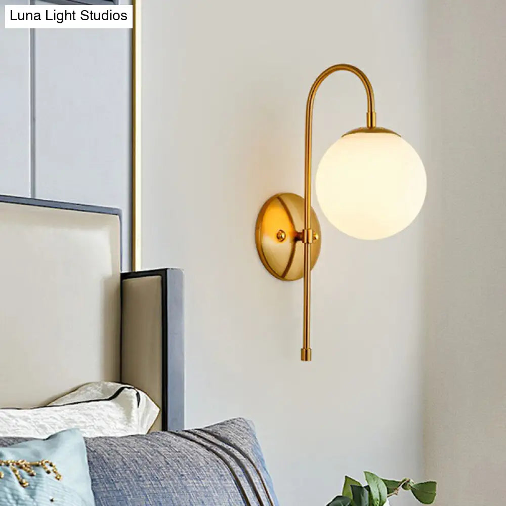 DecorBites™ DecorBites™ Minimalist Gooseneck Restaurant Wall Sconce with Glass Shade - 1-Light Metal Lighting Idea