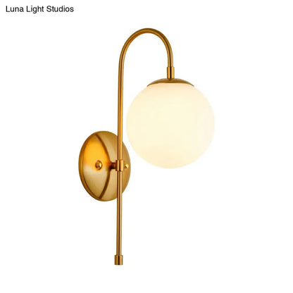 DecorBites™ DecorBites™ Minimalist Gooseneck Restaurant Wall Sconce with Glass Shade - 1-Light Metal Lighting Idea