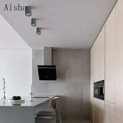 Three sleek gray cement led round recessed ceiling lights perfect for minimalist decorbites ceiling light setup