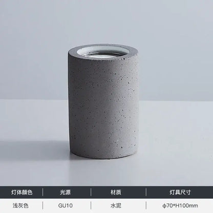 Minimalist gray cement led round cylindrical ceiling light with gu10 light source for modern decorbites cement led lighting