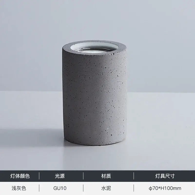 Minimalist gray cement led round cylindrical ceiling light with gu10 light source for modern decorbites cement led lighting
