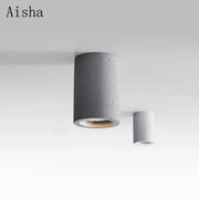Minimalist gray cement led round ceiling light with concrete texture and recessed opening for living room decorbites cement led