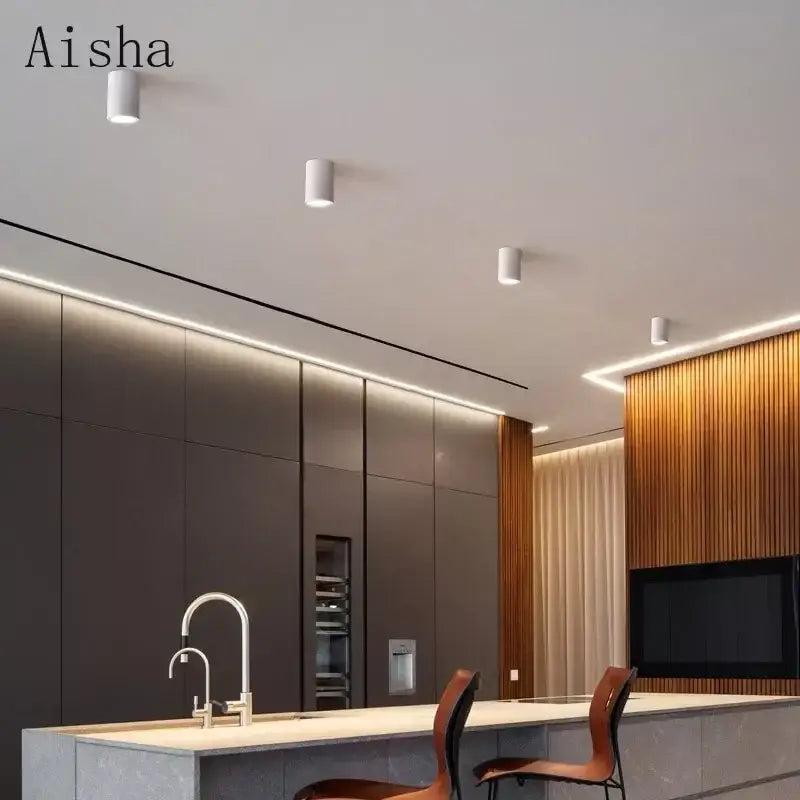 Minimalist white cylindrical recessed decorbites cement led round ceiling light for living room ceiling decor