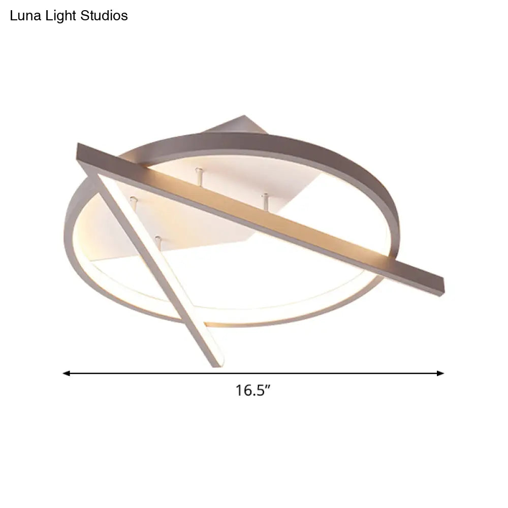 DecorBites™ DecorBites™ Minimalist Gray LED Flush Light - Acrylic V-Shape Ceiling Mount Fixture, Warm/White Light - 16.5"/20.5" Wide