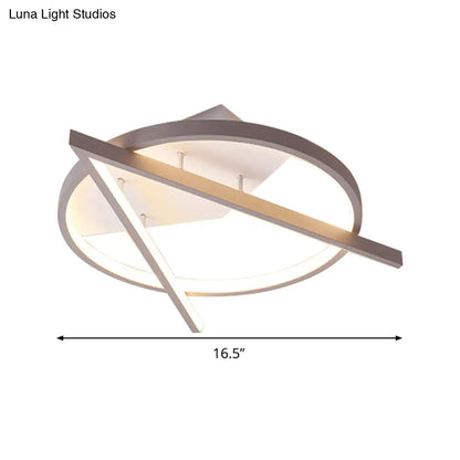 DecorBites™ DecorBites™ Minimalist Gray LED Flush Light - Acrylic V-Shape Ceiling Mount Fixture, Warm/White Light - 16.5"/20.5" Wide