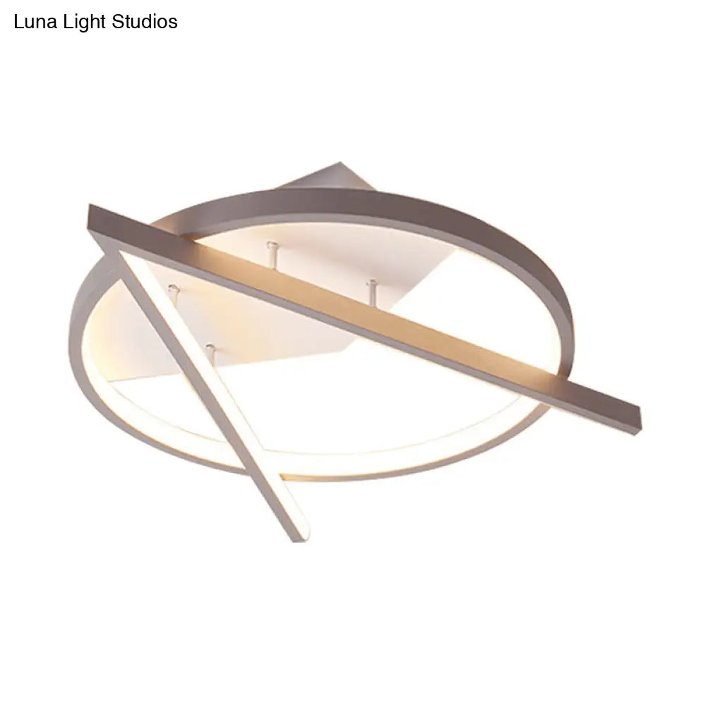 DecorBites™ DecorBites™ Minimalist Gray LED Flush Light - Acrylic V-Shape Ceiling Mount Fixture, Warm/White Light - 16.5"/20.5" Wide