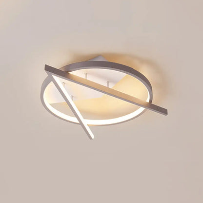 DecorBites™ DecorBites™ Minimalist Gray LED Flush Light - Acrylic V-Shape Ceiling Mount Fixture, Warm/White Light - 16.5"/20.5" Wide