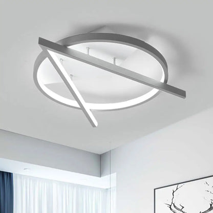 DecorBites™ DecorBites™ Minimalist Gray LED Flush Light - Acrylic V-Shape Ceiling Mount Fixture, Warm/White Light - 16.5"/20.5" Wide