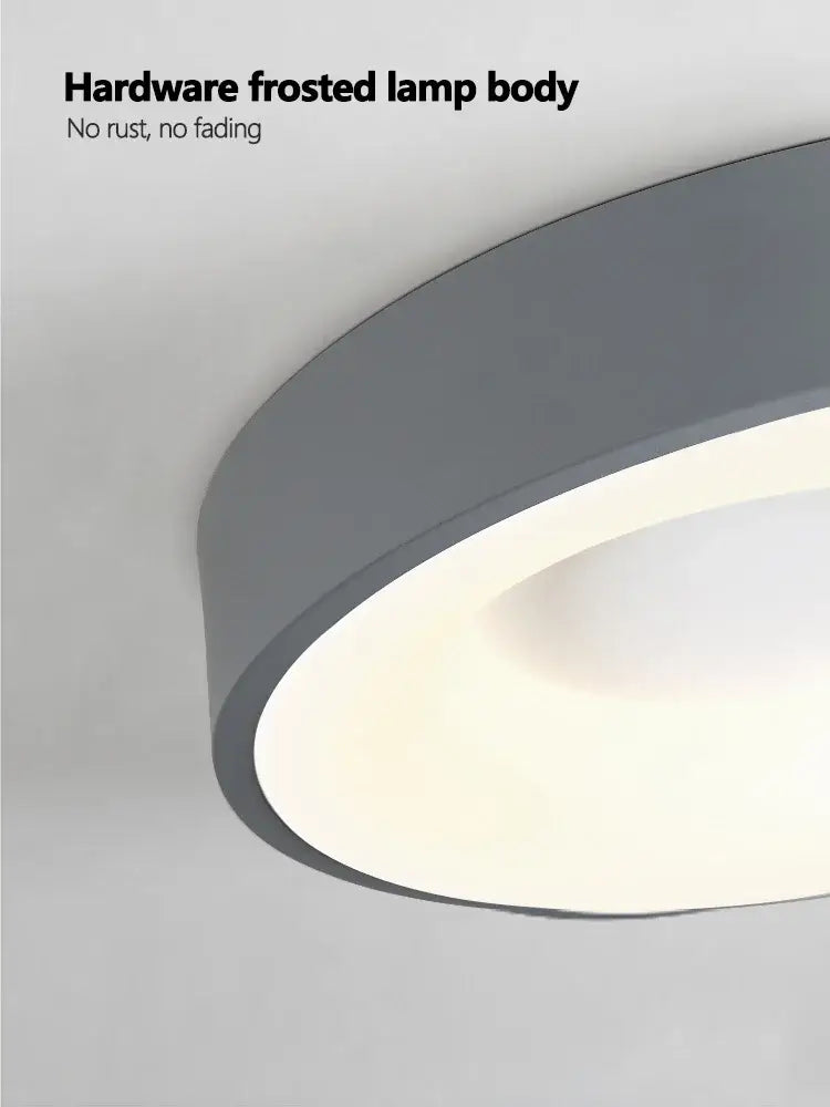 Modern gray frosted led ceiling lamp with sleek minimalist design for round dining room as a ceiling lamp centerpiece
