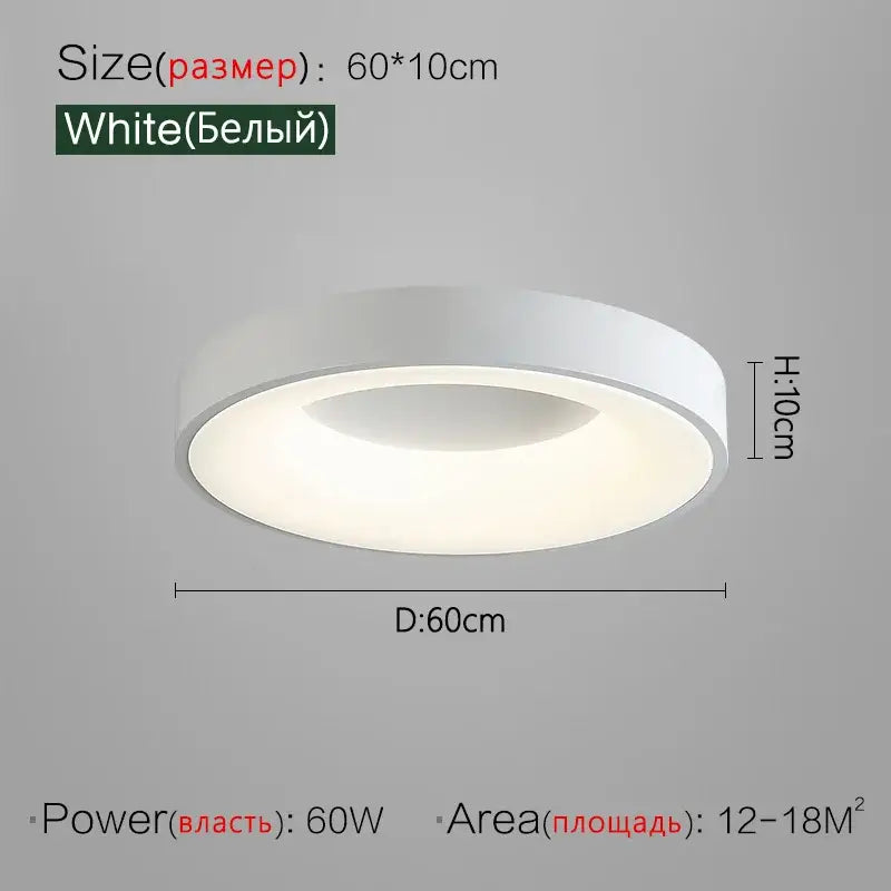 Minimalist round dining room ceiling lamp with white circular design and smooth matte finish for modern ceiling lighting