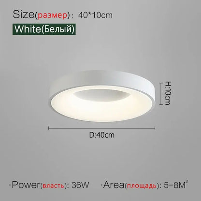 Minimalist gray round dining room ceiling lamp with white circular ceiling lamp and sleek modern design 40cm diameter