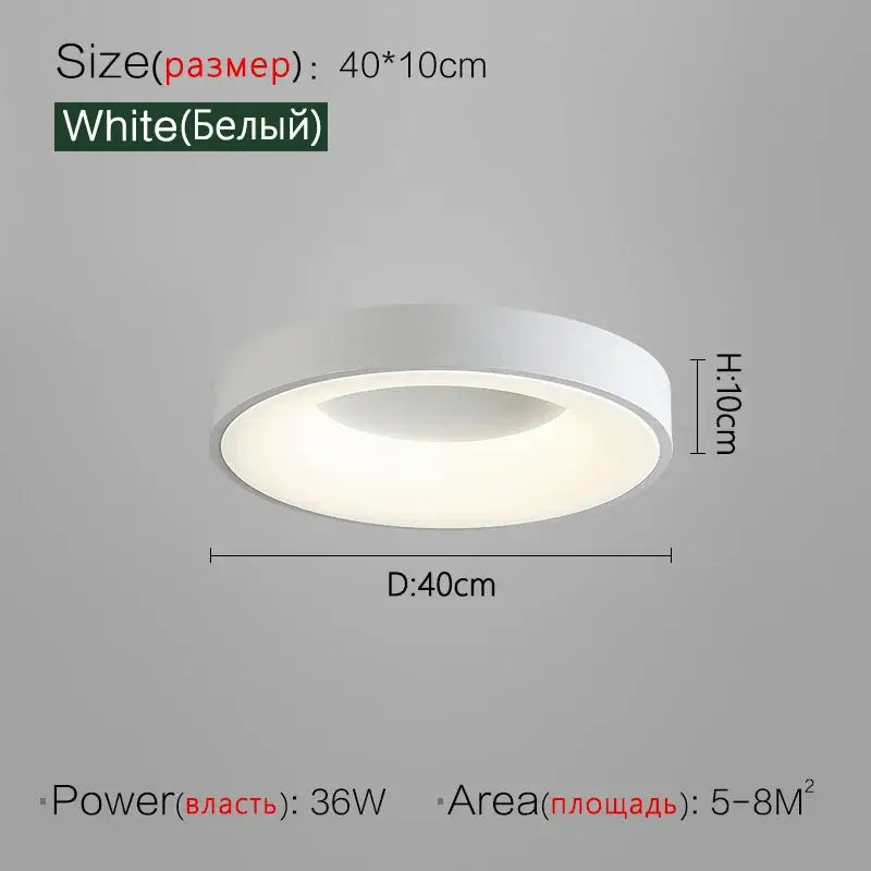 Minimalist gray round dining room ceiling lamp with white circular ceiling lamp and sleek modern design 40cm diameter