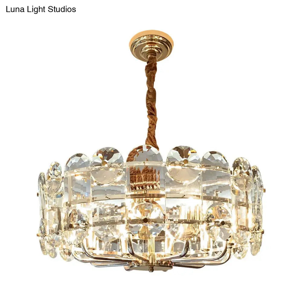 Lámpara de techo minimalista tipo halo - Lámpara colgante de cristal biselado transparente (8 bombillas)