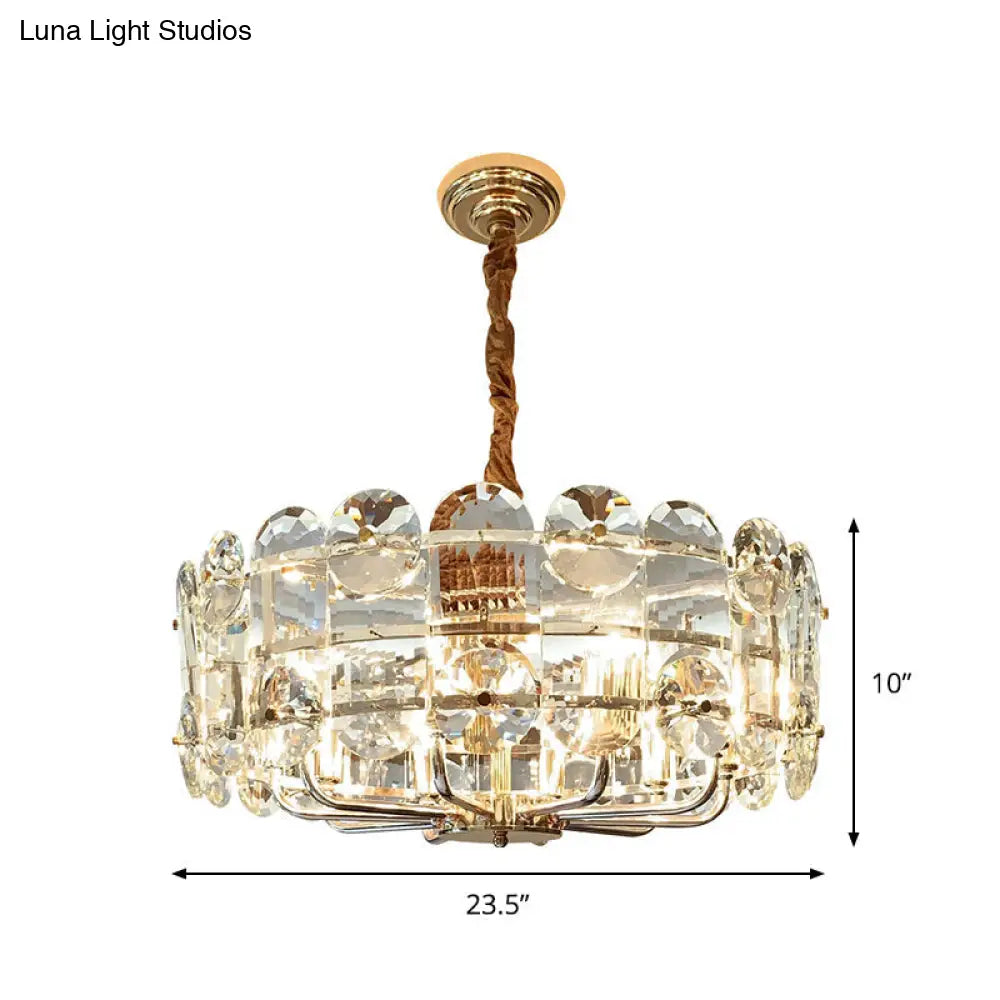 Lámpara de techo minimalista tipo halo - Lámpara colgante de cristal biselado transparente (8 bombillas)