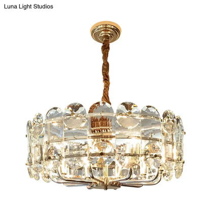 Lámpara de techo minimalista tipo halo - Lámpara colgante de cristal biselado transparente (8 bombillas)