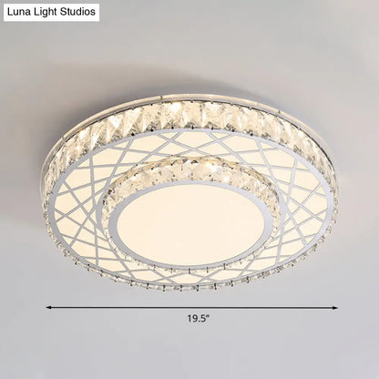 DecorBites™ DecorBites™ Minimalist K9 Crystal Drum Flush Mount Lamp with LED Ceiling Light in Warm/White Light