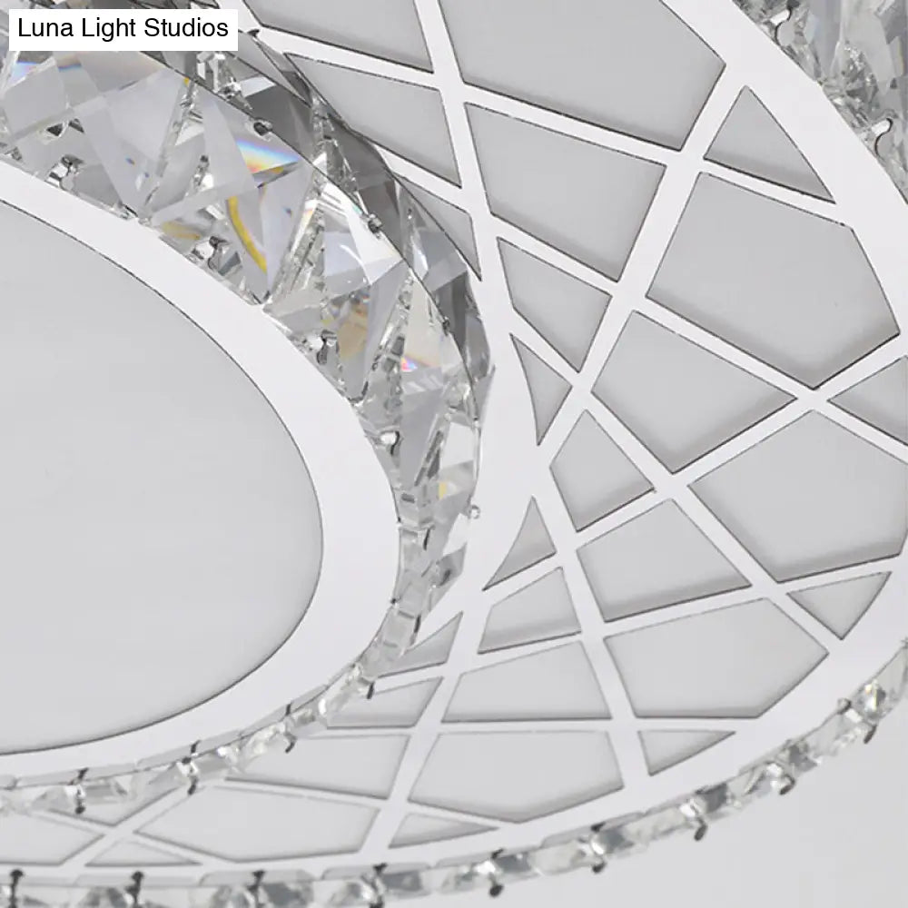 DecorBites™ DecorBites™ Minimalist K9 Crystal Drum Flush Mount Lamp with LED Ceiling Light in Warm/White Light