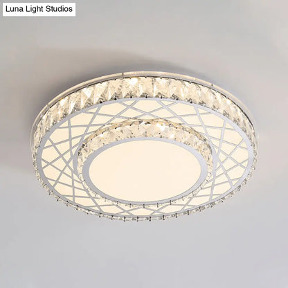 DecorBites™ DecorBites™ Minimalist K9 Crystal Drum Flush Mount Lamp with LED Ceiling Light in Warm/White Light