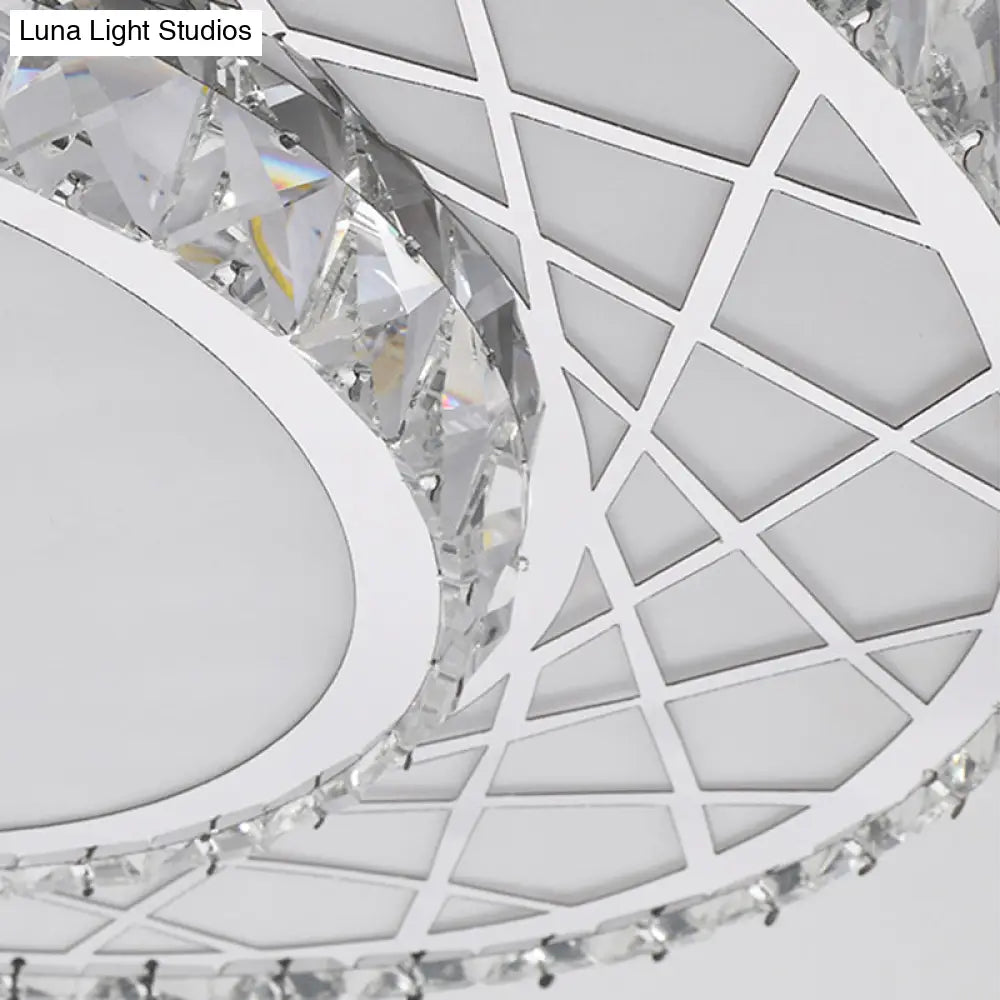 DecorBites™ DecorBites™ Minimalist K9 Crystal Drum Flush Mount Lamp with LED Ceiling Light in Warm/White Light