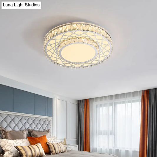 DecorBites™ DecorBites™ Minimalist K9 Crystal Drum Flush Mount Lamp with LED Ceiling Light in Warm/White Light