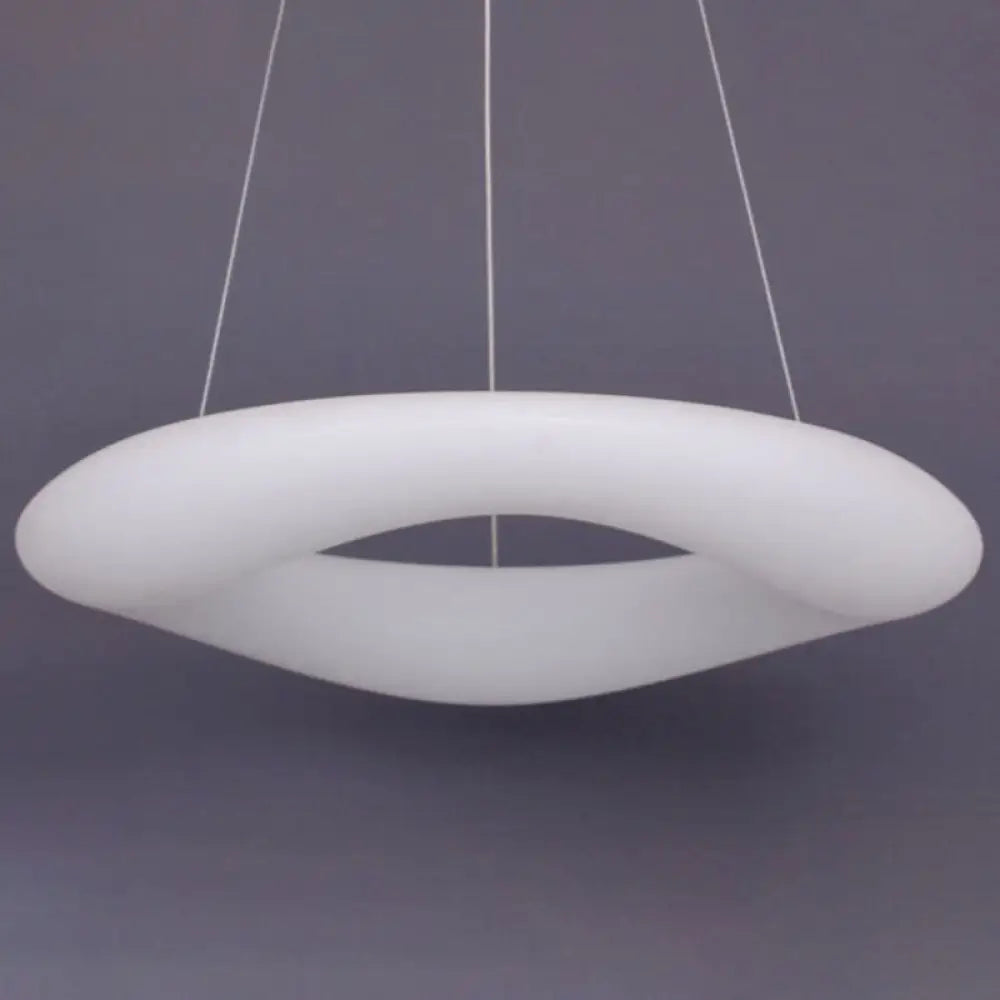 Minimalist LED Acrylic Suspension Lamp: White Loop Hanging Light Fixture for Dining Room