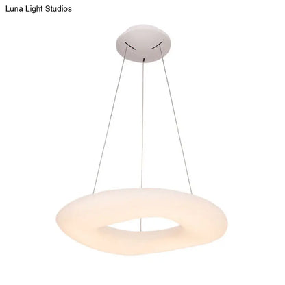 Minimalist LED Acrylic Suspension Lamp: White Loop Hanging Light Fixture for Dining Room