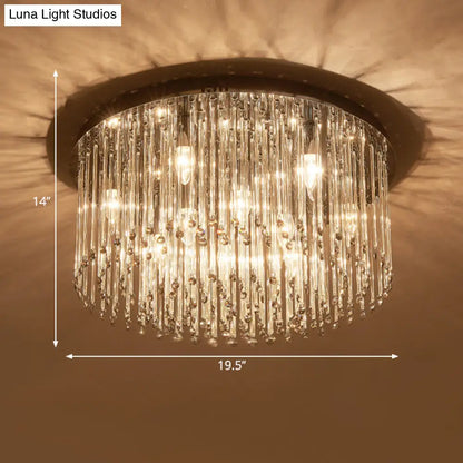 DecorBites™ DecorBites™ Minimalist LED Bedroom Ceiling Flushmount Lighting with Crystal Drum Shade - 19.5"/23.5" W, Chrome Finish