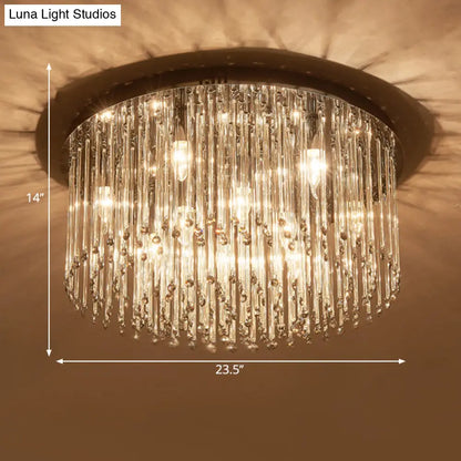 DecorBites™ DecorBites™ Minimalist LED Bedroom Ceiling Flushmount Lighting with Crystal Drum Shade - 19.5"/23.5" W, Chrome Finish