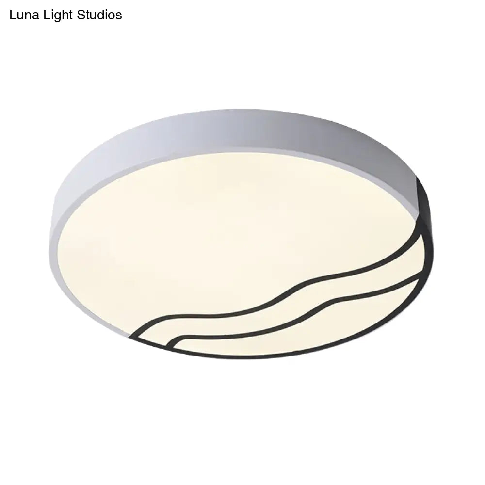 DecorBites™ DecorBites™ Minimalist LED Bedroom Ceiling Lamp in White/Gold and Black, 16"/14" Diameter