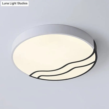 DecorBites™ DecorBites™ Minimalist LED Bedroom Ceiling Lamp in White/Gold and Black, 16"/14" Diameter