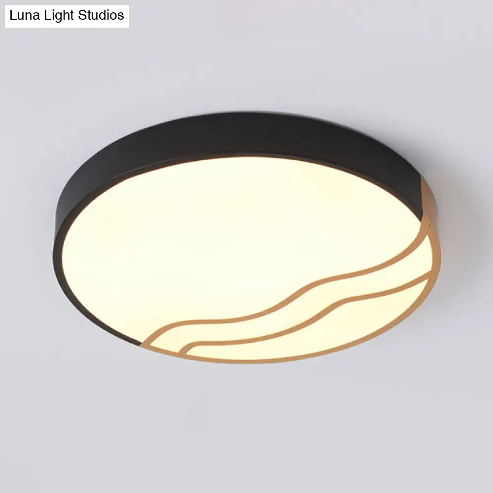 DecorBites™ DecorBites™ Minimalist LED Bedroom Ceiling Lamp in White/Gold and Black, 16"/14" Diameter