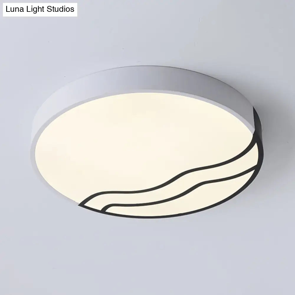 DecorBites™ DecorBites™ Minimalist LED Bedroom Ceiling Lamp in White/Gold and Black, 16"/14" Diameter